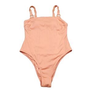 Cupshe Brenna Ribbed O-Ring Square Neck One Piece Swimsuit Orange Pink Large
